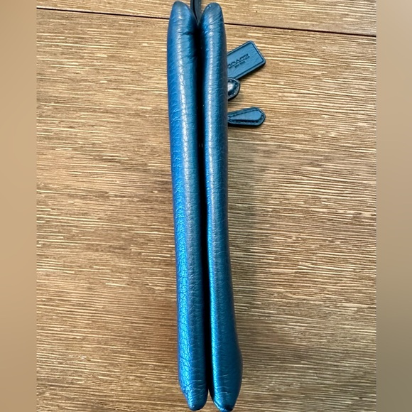 Coach Metallic Blue Leather Wristlet - Picture 8 of 10